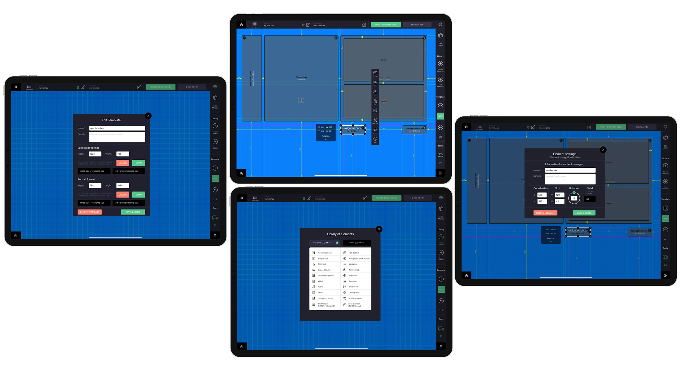 Bild: Ansicht einer geöffneten Vorlage in der Wireframing App